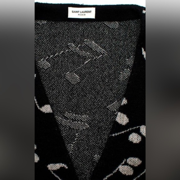 Saint Laurent Music Note Black Mohair Blend Cardigan - Picture 5 of 5